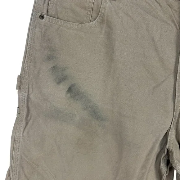 Carhartt Mens Loose Fit Canvas Carpenter Pants Khaki Utility Workwear Size 42X30 - Picture 2 of 12